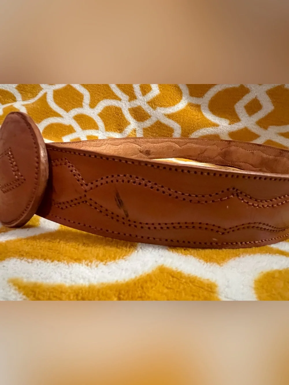 Vintage Cintos Imperial Mexican Hand-Tooled / Stitched Leather Western Belt